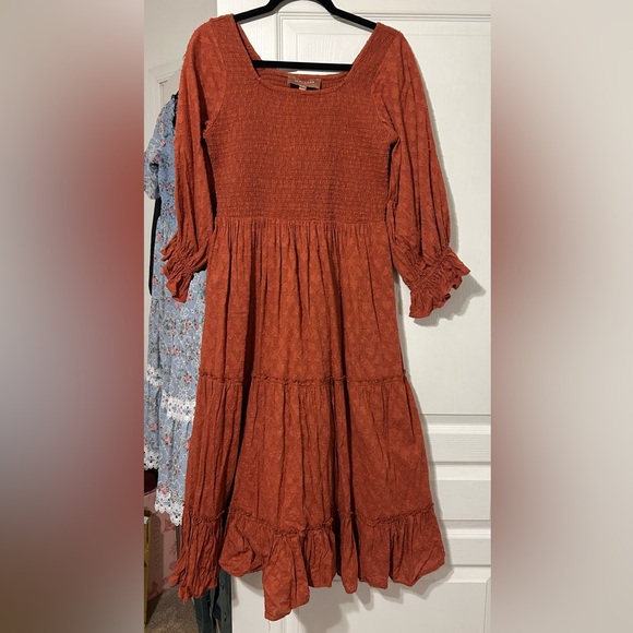 JessaKae Carefree Rust Terracotta Midi Dress - Picture 2 of 5